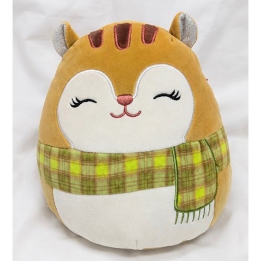 Squishmallows Sarah the Squirrel 8 Inch Tan Plush with Plaid Scarf SQHM00422
